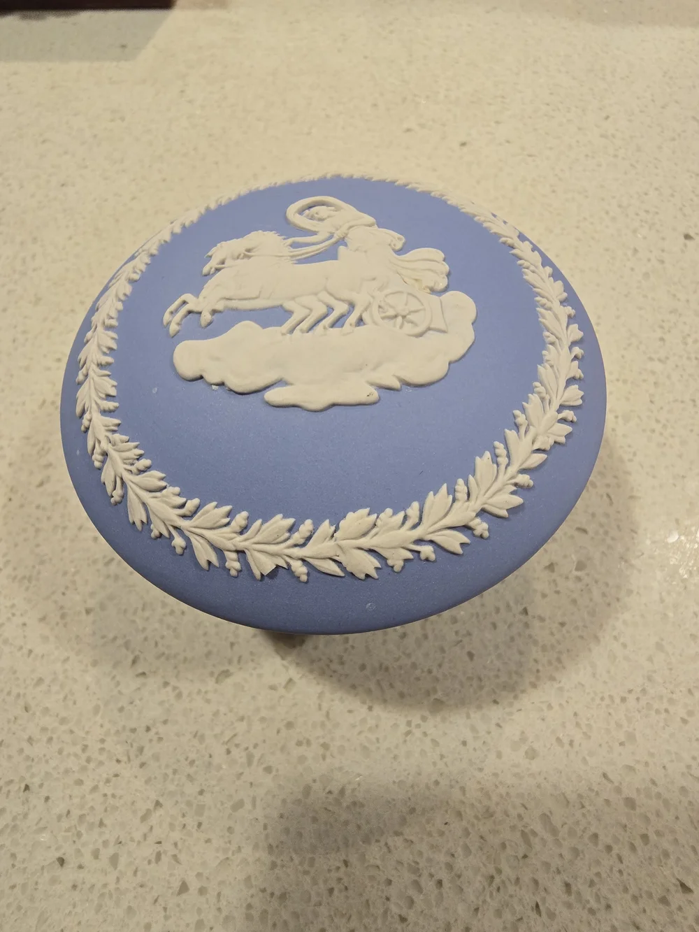 Vintage Wedgwood Matte Jasperware Blue Trinket Box EUC